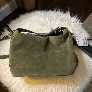 Elegant Olive Green Suede Crossbody Bag